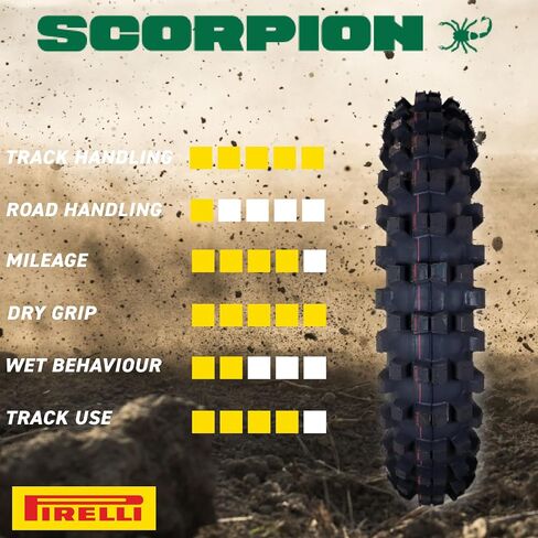 إطار الدراجة النارية الخلفي Pirelli Scorpion MX32 Mid-Hard 100/90-19 (57M) - إطار موتوكروس للمنافسة؛ نوع أنبوب NHS مع نمط مداس متقدم للجر والكبح والمتانة على الأراضي المتوسطة إلى الصلبة in Saudi Arabia