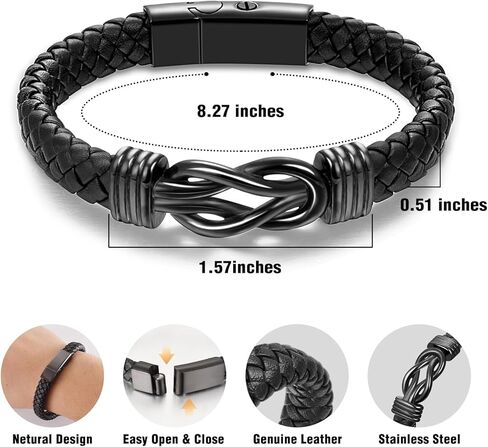 abooxiu Urn Bracelet for Ashes Leather Cremation Bracelet for Human Ashes Stainless Steel Ashes Bracelet Memorial Cremation Jewelry Keepsake Bangle for Men in Kuwait