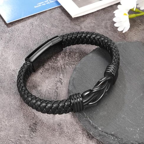 abooxiu Urn Bracelet for Ashes Leather Cremation Bracelet for Human Ashes Stainless Steel Ashes Bracelet Memorial Cremation Jewelry Keepsake Bangle for Men in Kuwait