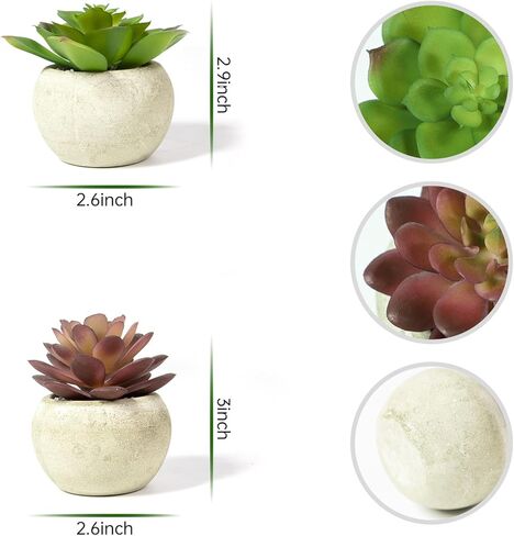 Ferrisland Small Fake Plants Artificial - 2 Pcs Office Desk Faux Plant Potted Decor - Mini Bathroom Indoor Decorations for Home Table Shelf Room Aesthetic in Kuwait