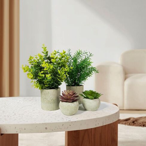 Ferrisland Small Fake Plants Artificial - 2 Pcs Office Desk Faux Plant Potted Decor - Mini Bathroom Indoor Decorations for Home Table Shelf Room Aesthetic in Kuwait