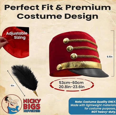 Adult Drummer Boy Toy Soldier Hat Shoulder Epaulettes Costume Accessory in Saudi Arabia