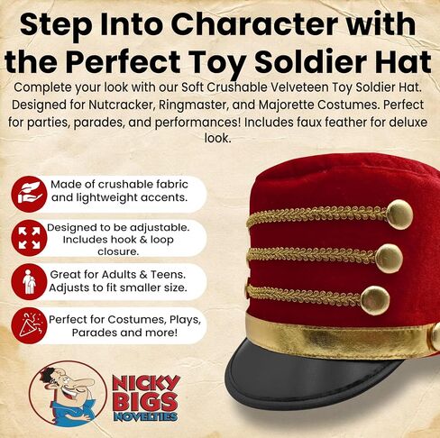 Adult Drummer Boy Toy Soldier Hat Shoulder Epaulettes Costume Accessory in Saudi Arabia