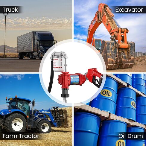 مضخة نقل الوقود، مضخة نقل 10GPM 12 فولت مع خرطوم تفريغ وفوهة أوتوماتيكية، حديد الزهر شديد التحمل للبنزين والديزل والكيروسين والديزل الحيوي in Kuwait