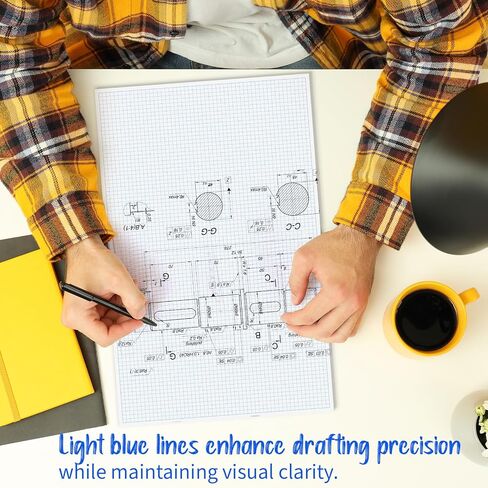 Large Grid Graph Paper Pad, 22 x 17 inches, 0.25" 4x4 Square Grid, Blueprint, High Brightness, 35 Sheets/70Pages, 2 Pack Engineering Graph Paper Pads (4 Squares Per Inch, 35 Sheets Each Pad.) in Saudi Arabia