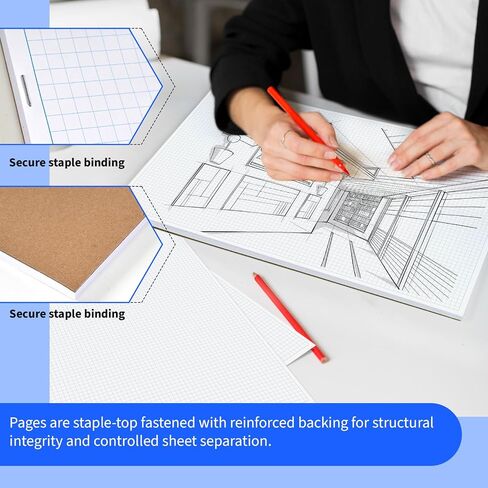 Large Grid Graph Paper Pad, 22 x 17 inches, 0.25" 4x4 Square Grid, Blueprint, High Brightness, 35 Sheets/70Pages, 2 Pack Engineering Graph Paper Pads (4 Squares Per Inch, 35 Sheets Each Pad.) in Saudi Arabia