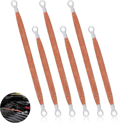 6PCS Universal Braided Ground Straps, Automotive Copper Ground Strap Ground Strap Car Ground Strip Ground Wire Straps Ground Strap Connectors for Most Car (Copper) in Saudi Arabia