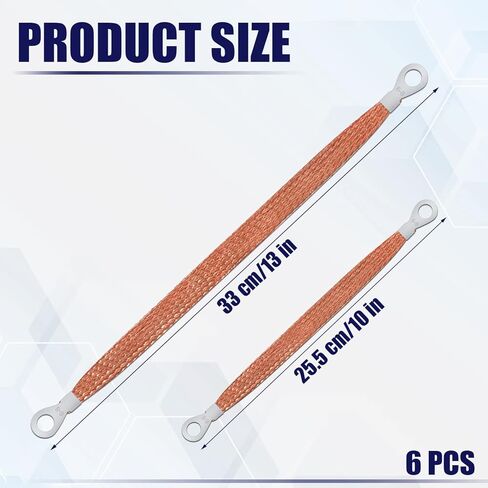 6PCS Universal Braided Ground Straps, Automotive Copper Ground Strap Ground Strap Car Ground Strip Ground Wire Straps Ground Strap Connectors for Most Car (Copper) in Saudi Arabia