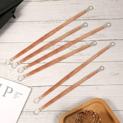 6PCS Universal Braided Ground Straps, Automotive Copper Ground Strap Ground Strap Car Ground Strip Ground Wire Straps Ground Strap Connectors for Most Car (Copper) in Saudi Arabia