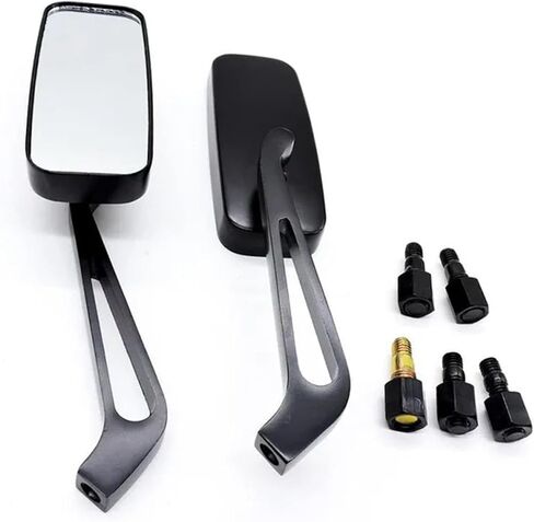 Motorcycle Handlebar Rear View Mirrors Rectangle Black Square Blue Glass 8mm/10mm Universal Side Mirror Mobike Accessories(Black clear lens) in Kuwait