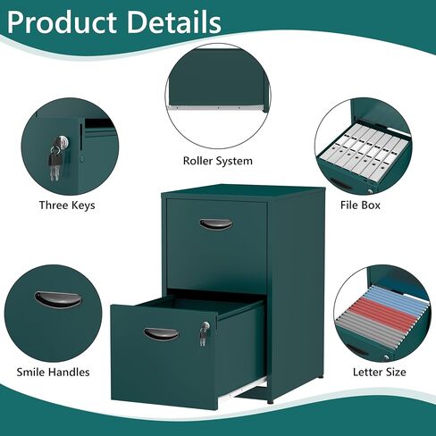 2 Drawer File Cabinet with Lock,Small Filing Cabinet for Home Office,Metal Vertical File Under Desk Cabinets for A4/Letter,Assembly Required,Pink in Saudi Arabia