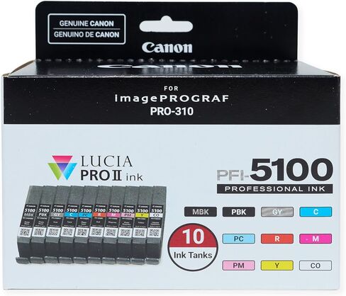 حزمة ألوان Canon PFI-5100 مكونة من 10 ألوان، متوافقة مع طابعة imagePROGRAF PRO-310 in Saudi Arabia