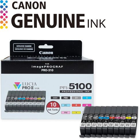 حزمة ألوان Canon PFI-5100 مكونة من 10 ألوان، متوافقة مع طابعة imagePROGRAF PRO-310 in Saudi Arabia