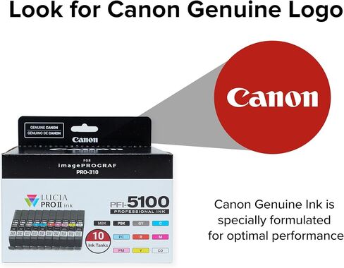 حزمة ألوان Canon PFI-5100 مكونة من 10 ألوان، متوافقة مع طابعة imagePROGRAF PRO-310 in Saudi Arabia