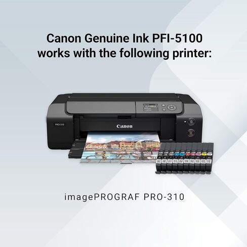 حزمة ألوان Canon PFI-5100 مكونة من 10 ألوان، متوافقة مع طابعة imagePROGRAF PRO-310 in Saudi Arabia