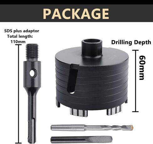 6 inch / 152mm Dry Core Drill Bit with SDS Plus Adapter for Concrete | for Dry/Wet Drilling Granite Marble Masonry Concrete Brick Stone and Block (152mm (6 inch)) in Saudi Arabia