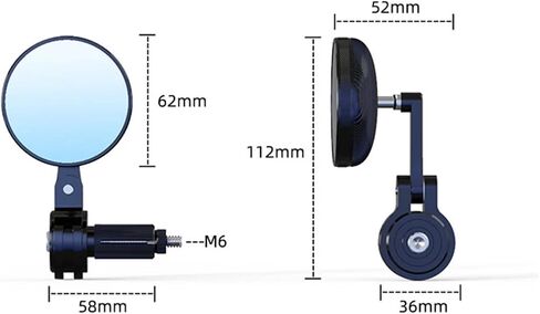 Aluminum Alloy Round Rear View Mirrors Motorcycle Bar End Mirrors 360° Rotation Side Mirrors Universal Compatible with Street Bike Scooter(Black) in Saudi Arabia