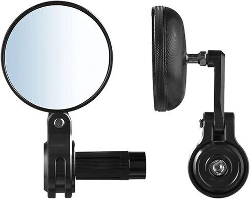 Aluminum Alloy Round Rear View Mirrors Motorcycle Bar End Mirrors 360° Rotation Side Mirrors Universal Compatible with Street Bike Scooter(Black) in Saudi Arabia