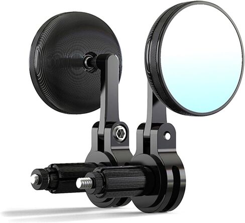 Aluminum Alloy Round Rear View Mirrors Motorcycle Bar End Mirrors 360° Rotation Side Mirrors Universal Compatible with Street Bike Scooter(Black) in Saudi Arabia