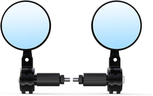 Aluminum Alloy Round Rear View Mirrors Motorcycle Bar End Mirrors 360° Rotation Side Mirrors Universal Compatible with Street Bike Scooter(Black) in Saudi Arabia
