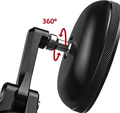 Aluminum Alloy Round Rear View Mirrors Motorcycle Bar End Mirrors 360° Rotation Side Mirrors Universal Compatible with Street Bike Scooter(Black) in Saudi Arabia