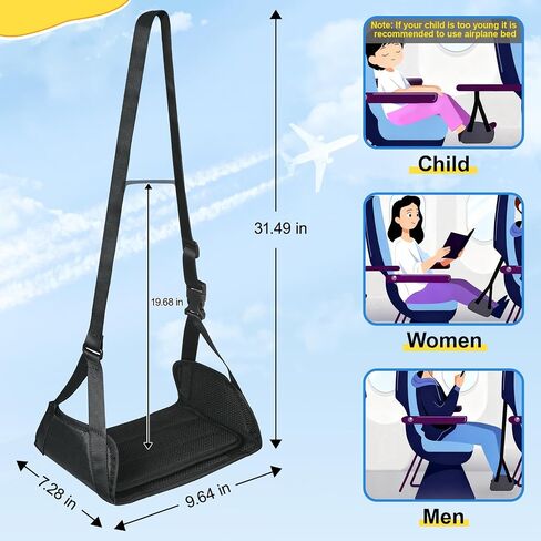 Airplane Foot Hammock for Plane Travel, Detachable Bamboo Airplane Foot Rest for Long Flight, Desk Foot Hammock with Extended Adjustable Strap to Relax Your Feet, Foot Sling Travel Essentials in Saudi Arabia