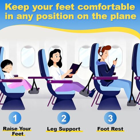 Airplane Foot Hammock for Plane Travel, Detachable Bamboo Airplane Foot Rest for Long Flight, Desk Foot Hammock with Extended Adjustable Strap to Relax Your Feet, Foot Sling Travel Essentials in Saudi Arabia
