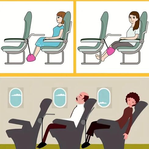 أرجوحة قدم الطائرة، قاعدة محمولة مصممة للسفر، أداة راحة للمكتب، حمالة ساق مريحة للسفر لمسافات طويلة (أسود) in Saudi Arabia