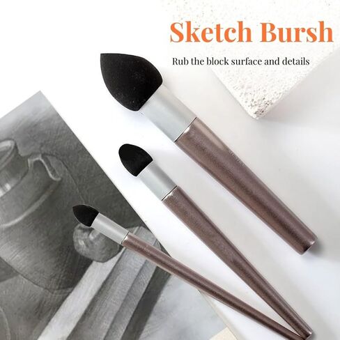 3Pcs Artist Blending Pen Washable Sketch Rubbing Sponge Brush Reusable Drawing Art Blenders Correcting Lightening & Highlight in Saudi Arabia