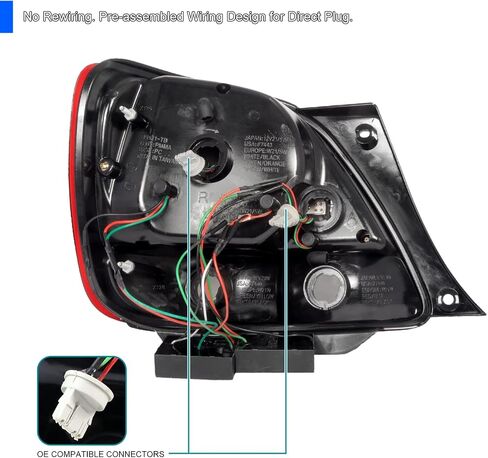 مصابيح خلفية LED بعدسات شفافة حمراء متوافقة مع 1998-2005 لكزس GS300/GS400/GS430، مجموعة زوج يسار + يمين من SPEC-D in Kuwait