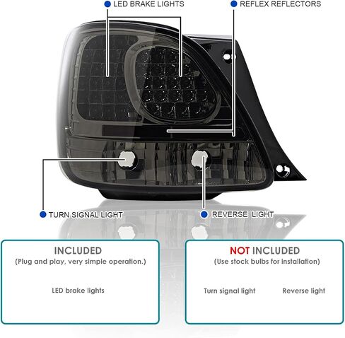 مصابيح خلفية LED بعدسات شفافة حمراء متوافقة مع 1998-2005 لكزس GS300/GS400/GS430، مجموعة زوج يسار + يمين من SPEC-D in Kuwait