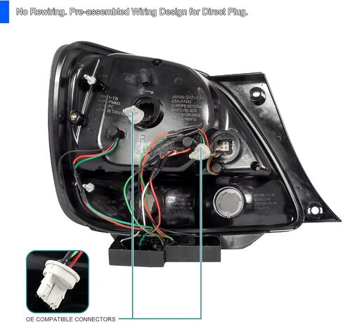 مصابيح خلفية LED بعدسات شفافة حمراء متوافقة مع 1998-2005 لكزس GS300/GS400/GS430، مجموعة زوج يسار + يمين من SPEC-D in Kuwait