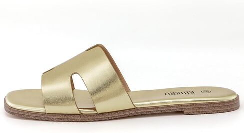 صنادل Rihero النسائية المسطحة الأنيقة المريحة سهلة الارتداء من الجلد in Saudi Arabia