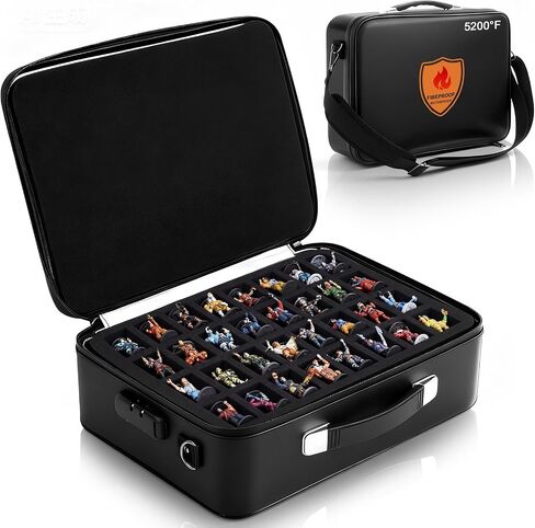 80 Slot Fireproof Miniature Carrying Case with Lock, Waterproof Hard Shell Miniatures Storage Case, Portable Figure Storage Box for Large Miniatures in Saudi Arabia