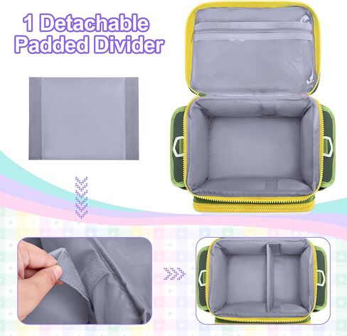 LoDrid Travel Carrying Case Compatible with Tonie Box 2/1, Lightweight Puffy Portable Storage Bag with Detachable Divider and Shoulder Strap for Audio Player Set, Pink, Bag Only, Patented Design in Saudi Arabia