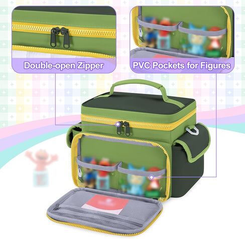 LoDrid Travel Carrying Case Compatible with Tonie Box 2/1, Lightweight Puffy Portable Storage Bag with Detachable Divider and Shoulder Strap for Audio Player Set, Pink, Bag Only, Patented Design in Saudi Arabia