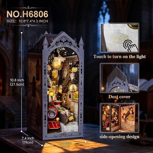 DIY Retro Train Station Book Nook Kit, 3D Wooden Miniature Dollhouse Puzzle Bookend with LED Light, Beginner-Friendly for Adults, Book Lovers & Collectors, Bookshelf Decor & Ideal Gift in Saudi Arabia