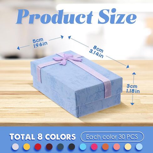 120 Pcs Jewelry Gift Boxes Set Empty Jewelry Boxes Small Gift Boxes for Jewelry Cardboard Boxes for Jewelry Packaging with Ribbon Bowknot for Anniversaries Weddings Birthday, 8 Colors in Kuwait