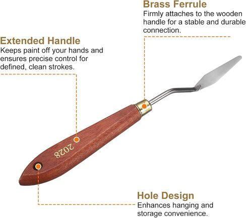 HARFINGTON Palette Knife Painting Tool 1.77" x 0.47" Stainless Steel Teardrop Blade 7.87" Length Spatula Painting Pallet Knives with Hole Beech Wood Handle for Oil Acrylic Canvas, Red/Silver in Saudi Arabia