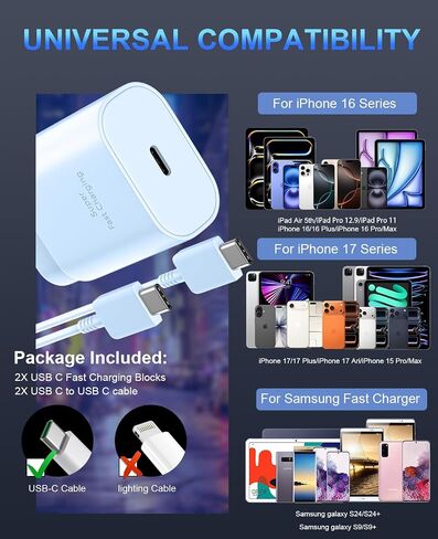 Samsung Charger Cord 25W Android Charger Fast Charging Cable Type C Charger Super Fast Wall Charger Block for Samsung Galaxy S23Ultra/S23/S23+/S22/S22Ultra/S22+/S21/S20/Note 10/20,Z Fold/Flip,2 Pack in Saudi Arabia