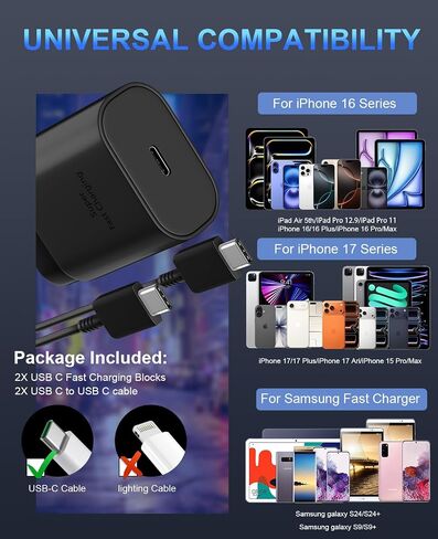 Samsung Charger Cord 25W Android Charger Fast Charging Cable Type C Charger Super Fast Wall Charger Block for Samsung Galaxy S23Ultra/S23/S23+/S22/S22Ultra/S22+/S21/S20/Note 10/20,Z Fold/Flip,2 Pack in Kuwait