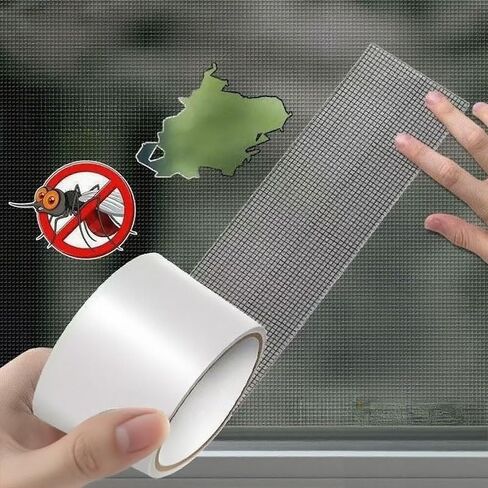 Self-Adhesive Mesh Tape for Repairing Window Screens, Designed to Fix Broken Holes and Prevent Insects Like Mosquitoes from Entering - Black (5 cm W 6.5Ft Black) in Saudi Arabia