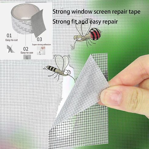 Self-Adhesive Mesh Tape for Repairing Window Screens, Designed to Fix Broken Holes and Prevent Insects Like Mosquitoes from Entering - Black (5 cm W 6.5Ft Black) in Saudi Arabia