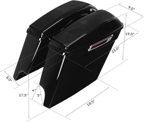 XMT-MOTO 5 حقائب سرج صلبة ممتدة مزدوجة 5x7 مكبرات صوت مناسبة لدراجات Harley Touring FLT FLHT FLHTCU FLHRC Road King Road Glide Street Glide Electra Glide Ultra-Classic 2014-2024 in Kuwait