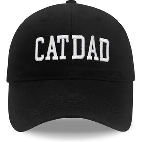 قبعة للأب القط للرجال، هدايا للأب القط بأحرف مطرزة، قبعة بيسبول قابلة للتعديل باللون الأسود in Kuwait