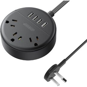Flat Plug Power Strip with USB Ports, NTONPOWER Nightstand Desktop Charging Station with 5ft Extension Cord, Wall Mount with 3 Outlet 4 USB(1 USB C), Small Size for Travel Home Office Dorm Room, Black in Saudi Arabia