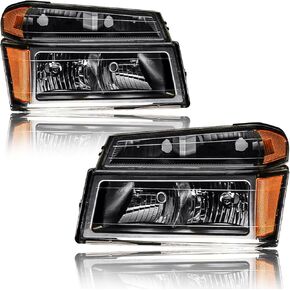 Headlights Assembly for Chevy Colorado 04-12 & GMC Canyon 04-12 Replacements Amber Reflector Black Housing in Kuwait