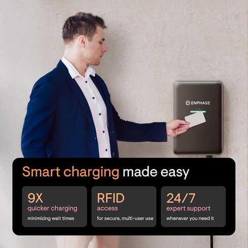 شاحن انفاس IQ EV 2 | شاحن ذكي مستوى 2 48 أمبير (حتى 11.5 كيلووات، 240 فولت) | واي فاي + بلوتوث | سلكي | معتمد من UL | كابل 25 قدم | J1772 | داخلي/خارجي in Kuwait