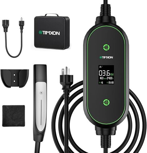 شاحن محمول بمستوى 1/2 EV لشاحن Tesla 16Amp، 240V 25ft كابل منزلي للسيارة الكهربائية EV، محول NEMA 6-20P إلى 5-15P، موصل NACS للهاتف المحمول متوافق مع جميع موديلات Tesla، مدرج في قائمة ETL in Kuwait