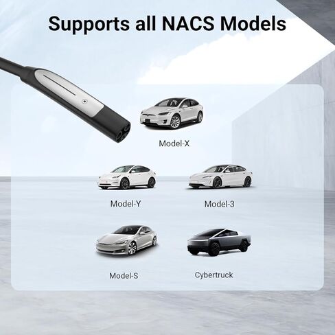 شاحن محمول بمستوى 1/2 EV لشاحن Tesla 16Amp، 240V 25ft كابل منزلي للسيارة الكهربائية EV، محول NEMA 6-20P إلى 5-15P، موصل NACS للهاتف المحمول متوافق مع جميع موديلات Tesla، مدرج في قائمة ETL in Kuwait